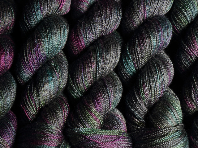 Brilliance Lace – British Bluefaced Leicester wool and silk laceweight hand-dyed yarn 100g – ‘Space Race’