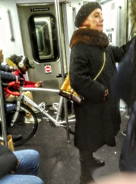 Woman on subway