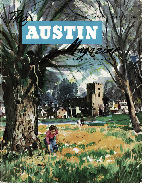 The Austin Magazine & Advocate, April 1958 edition, cover artwork by 'Johnston'