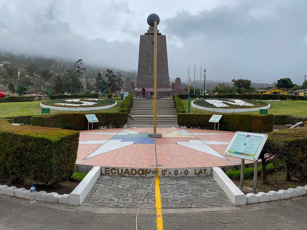 Chacana & Equatorial Monument (latitude 0º0'8''), Middle of the World City at 2,483 meters (8,146 ft) above sea level, Ecuador.