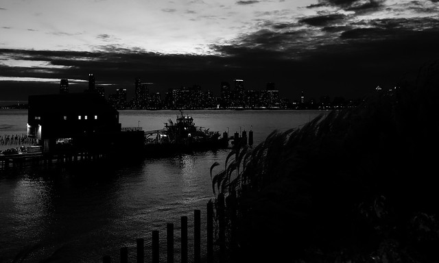 Riverfront sunset (B&W) - Little Island, New York City