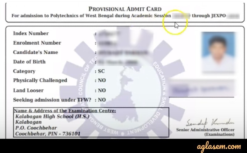 WBSCTE JEXPO and VOCLET admit card