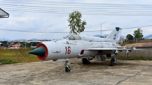 phonsavan laos airbase airport xieng khouang air base aircraft aviation lao stored wrecks relics wr mikoyangurevich mig21bis cn n75081703 force serial 16 ia instructional airframe
