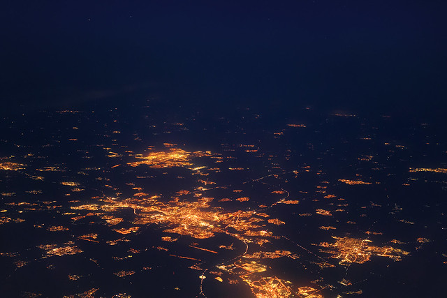 Views from the Airplane Window - the Lights of Brunswick and Wolfsburg