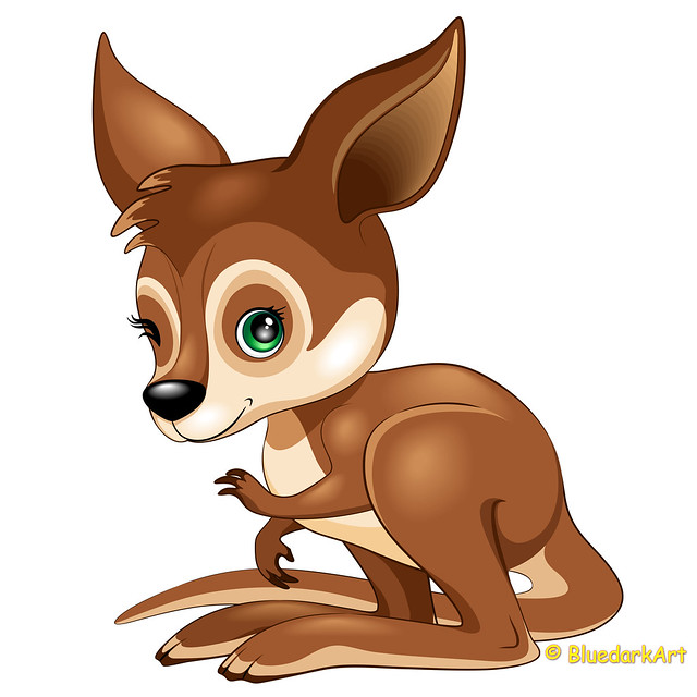 Kangoroo Wallaby Baby Cartoon Character Illustration © BluedarkArt