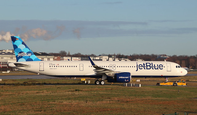 JetBlue, N2038J, MSN 9145, Airbus A 321-271NX/LR, 30.11.2019,  XFW-EDHI, Hamburg Finkenwerder