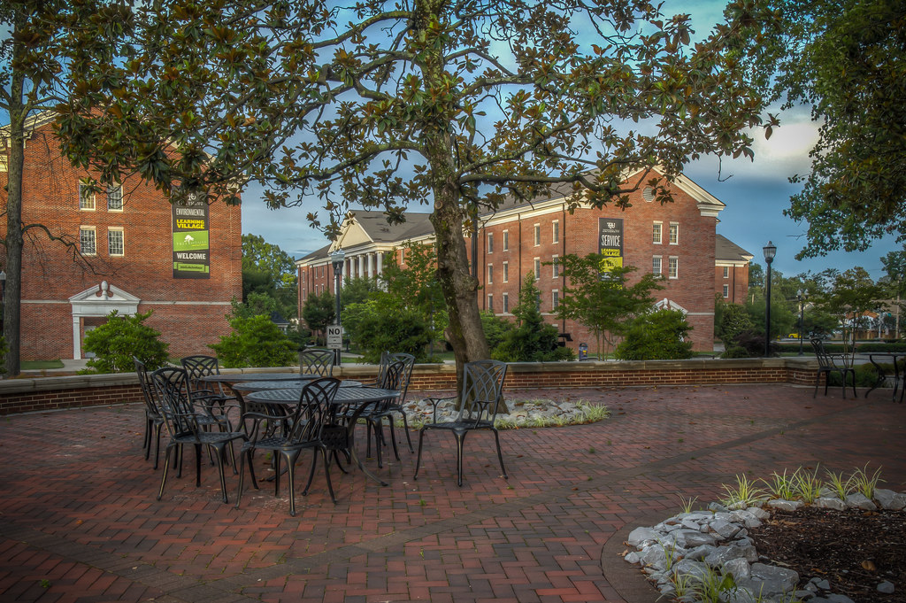 Patio behind Derryberry Hall