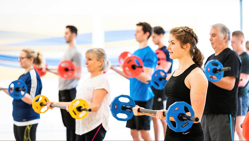 Members of the public take part in an exercise class