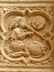 Fri, 04/22/2016 - 13:48 - Centaur Playing a Pipe and Tabor (c1280), North Portal Quatrefoil - Rouen Cathedral 22/04/2016