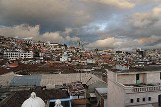 Sunset in the spectacular Vista Hermosa (restaurant - 'Lovely View'), Quito´s Historic Center at an elevation of 2,850 metres (9,350 ft) above sea level, Ecuador.
