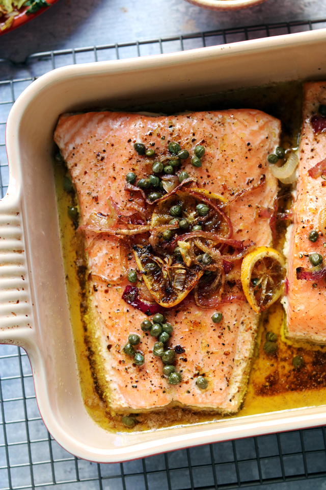 Brown Butter Salmon with Red Onion and Dill