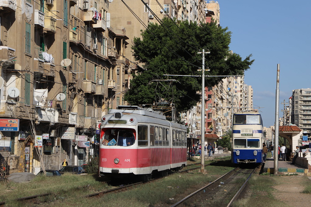 Alexandrie - Tram 859 (pantographe), ligne 36, Sporting El Sogra