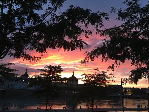Sunset over the Quais of Lyon by Megan Zabik