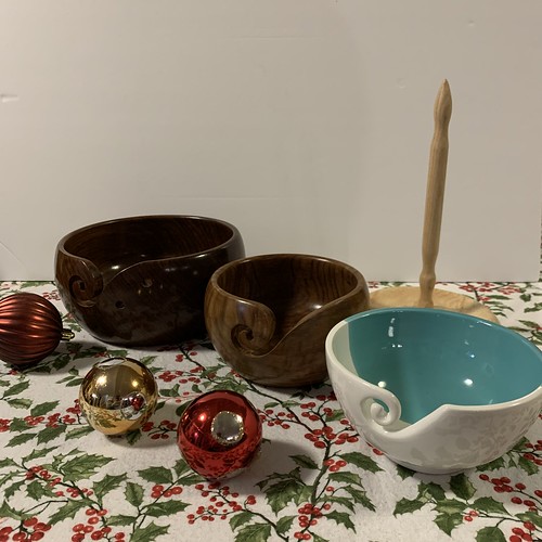 Assorted bowls, yarn winders and swifts...