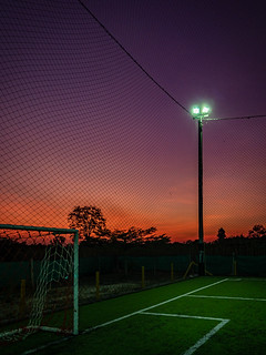 Sunset over Soccer Pitch, Vertical, Prachinburi