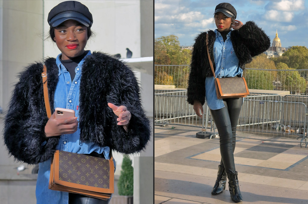 Portraits of black girl with Louis Vuitton bag, pivapao