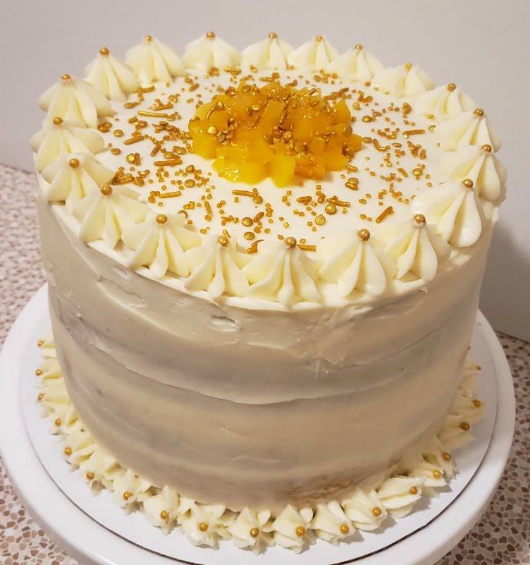 Peach Vanilla Birthday Cake by Huda's Oriental Kitchenette