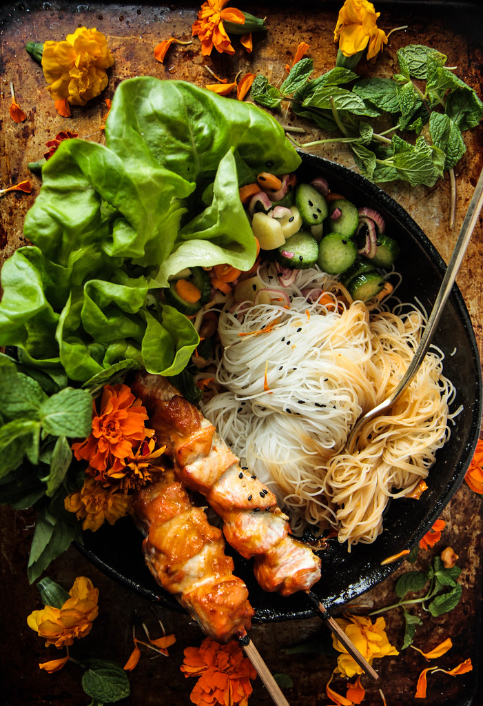 Sticky Sesame Salmon Noodle Bowl from HeatherChristo.com