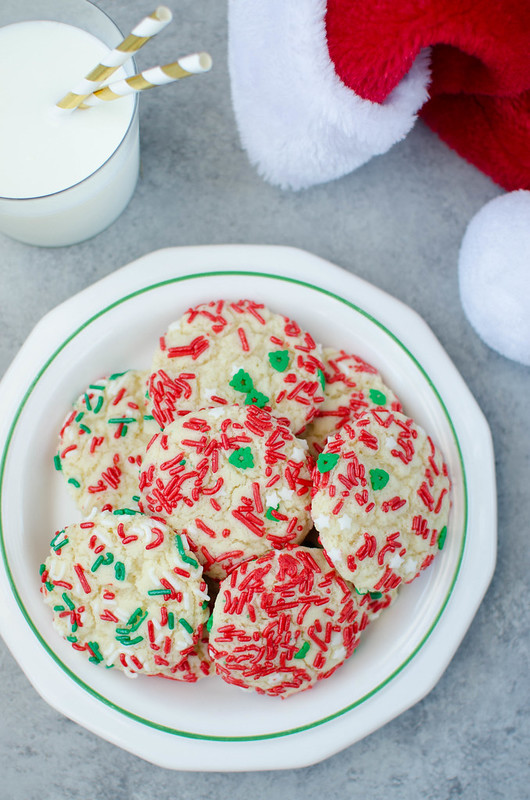 Christmas Confetti Cookies - soft and chewy sugar cookies rolled in Christmas sprinkles. Santa is going to love these cookies!