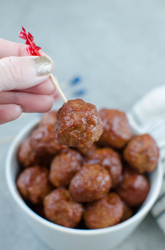 Cranberry Meatballs - like the classic grape jelly meatballs but made with cranberry sauce for the perfect holiday appetizer! Made in the crockpot, only 3 ingredients!