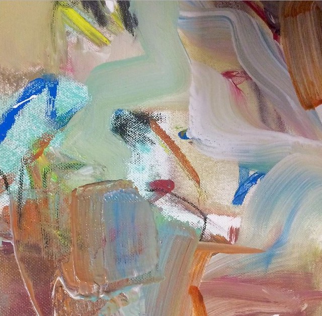 detail of acrylic, enamel and pastel on canvas in december 2019 by mike esson