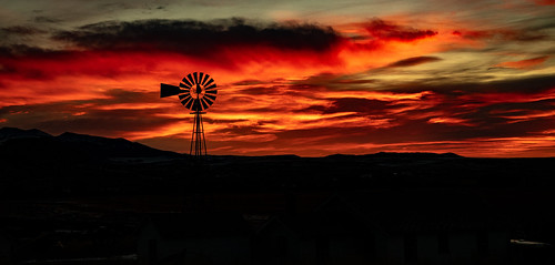sunrise windmill clouds sky montana