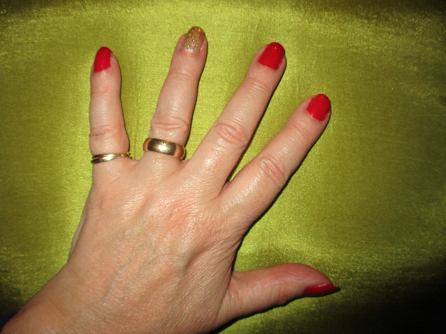 Christmas manicure, left hand