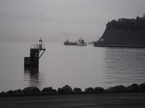 Ship out at Sea near Penarth Head, from Cardiff Bay Barrage SWC Short Walk 30 - Cardiff Bay (Wales Coast Path) [Cardiff Bay Trail Option]