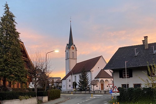 church kirche chapel st germanus abtwil ag aargau switzerland schweiz suisse suiza svizzera eglise travel viajar sunrise blue sky sonnenaufgang winter kreisel tourism