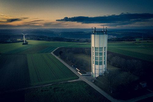 Water and Wind by AxelN, djimavicproplatinum deutschland sunset himmel germany jettingen clouds wasserturm badenwürttemberg d