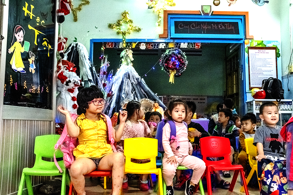 Preschoolers waiting to be picked up--Nha Trang