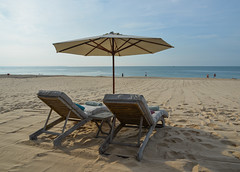 Relaxing chairs at the seaside luxury resort