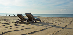 Relaxing chairs at the seaside luxury resort