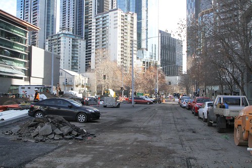 Turning road into parkland at the corner of Sturt Street and Southbank Boulevard