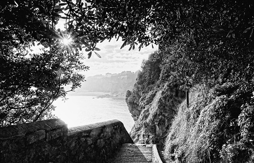 travel black white architecture landscape pentax pentaxart france coast ocean nature stairs sunrise