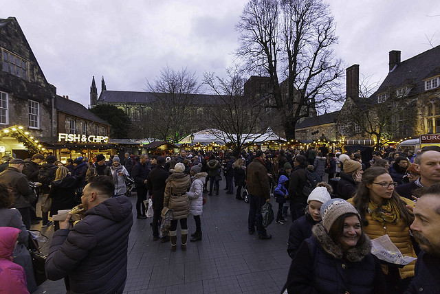 Crowds at Winchester Christmas Market