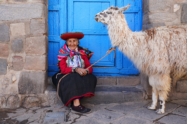 Old Woman with her Alpaca, Cusco, Peru.