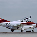 T-2C Buckeye NAS Chase Field, 30 January 1987.

158581 of VT-26 is waiting for line-up clearance at Chase.

This Buckeye went to CTW-6 at Pensacola and then on to VX-20 at Patuxent River. It was withdrawn from use in September 2015.