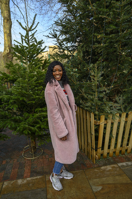 DSC_0968 Mwaka from Zambia Pink Coat Christmas Tree Portrait Columbia Road Sunday Flower Market Shoreditch London