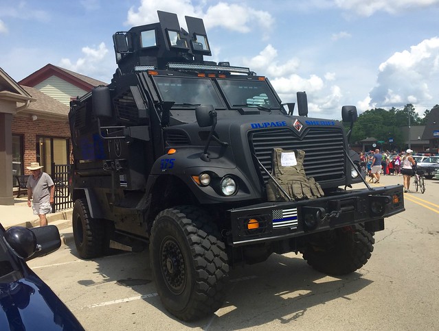 Armor truck on display.