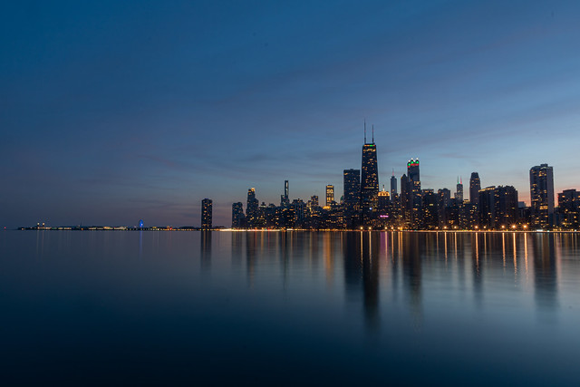 Chicago Holiday Skyline Sunset 2019 (wide)