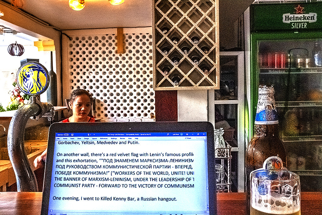 Writing at Local Bar--Nha Trang