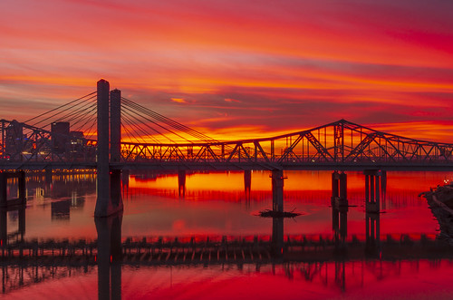 Louisville, Kentucky -- Christmas Sky Fire by Roya's Renditions, Louisville, Kentucky as seen through my lens via the Big Four Walking Bridge.louisvillekentucky rive