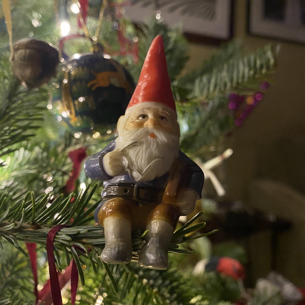 Christmas gnome perched in a Fraser Fir | MarshaBB | Flickr