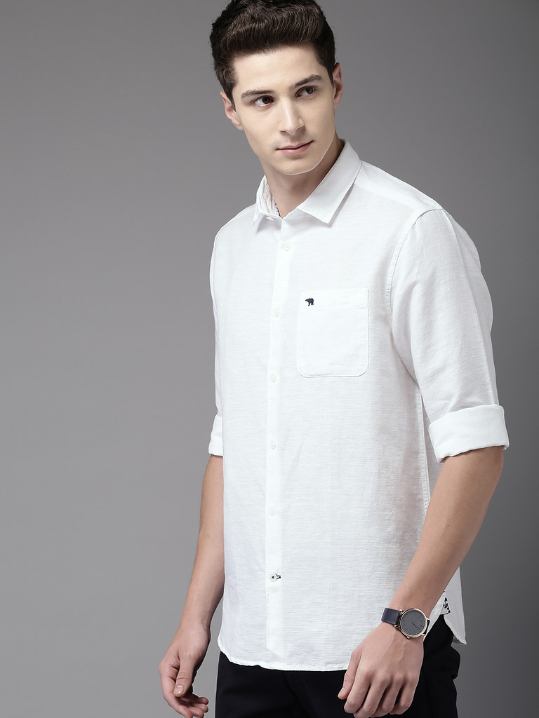 THE BEAR HOUSE Men White Club Slim Fit Solid Casual Shirt | Flickr