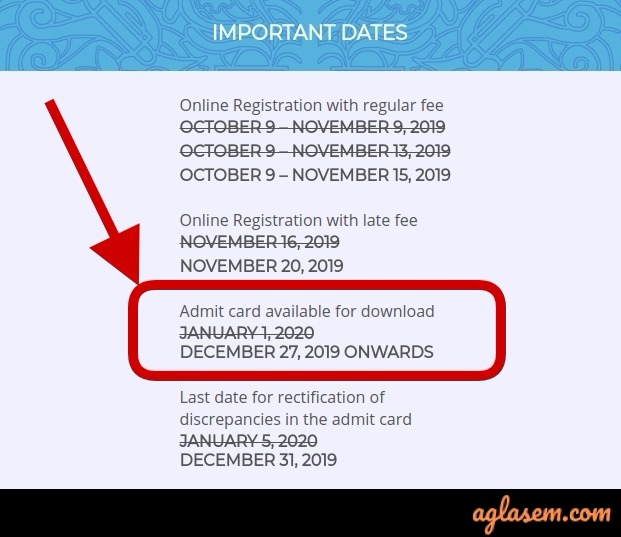 CEED 2020 Admit Card Release Date