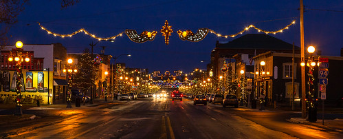 calhouncounty christmas marshall michigan us unitedstates city cityscape dark decoration downtown goldenhour lights outdoor sunset