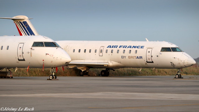 CANADAIR CL-600-2B19 REGIONAL JET CRJ-100ER AIR FRANCE (BRIT AIR) F-GRJN MSN7262 A l'AEROPORT MORLAIX PLOUJEAN