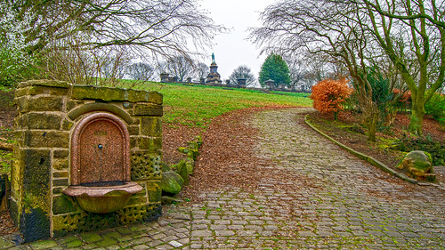 Drinking Fountain and Cobbled Path at West View Park, Halifax