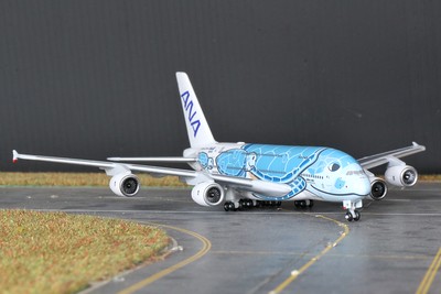 NH50063 1:500 A380-841 ANA FLYING HONU ANA Blue JA381A airplane model 